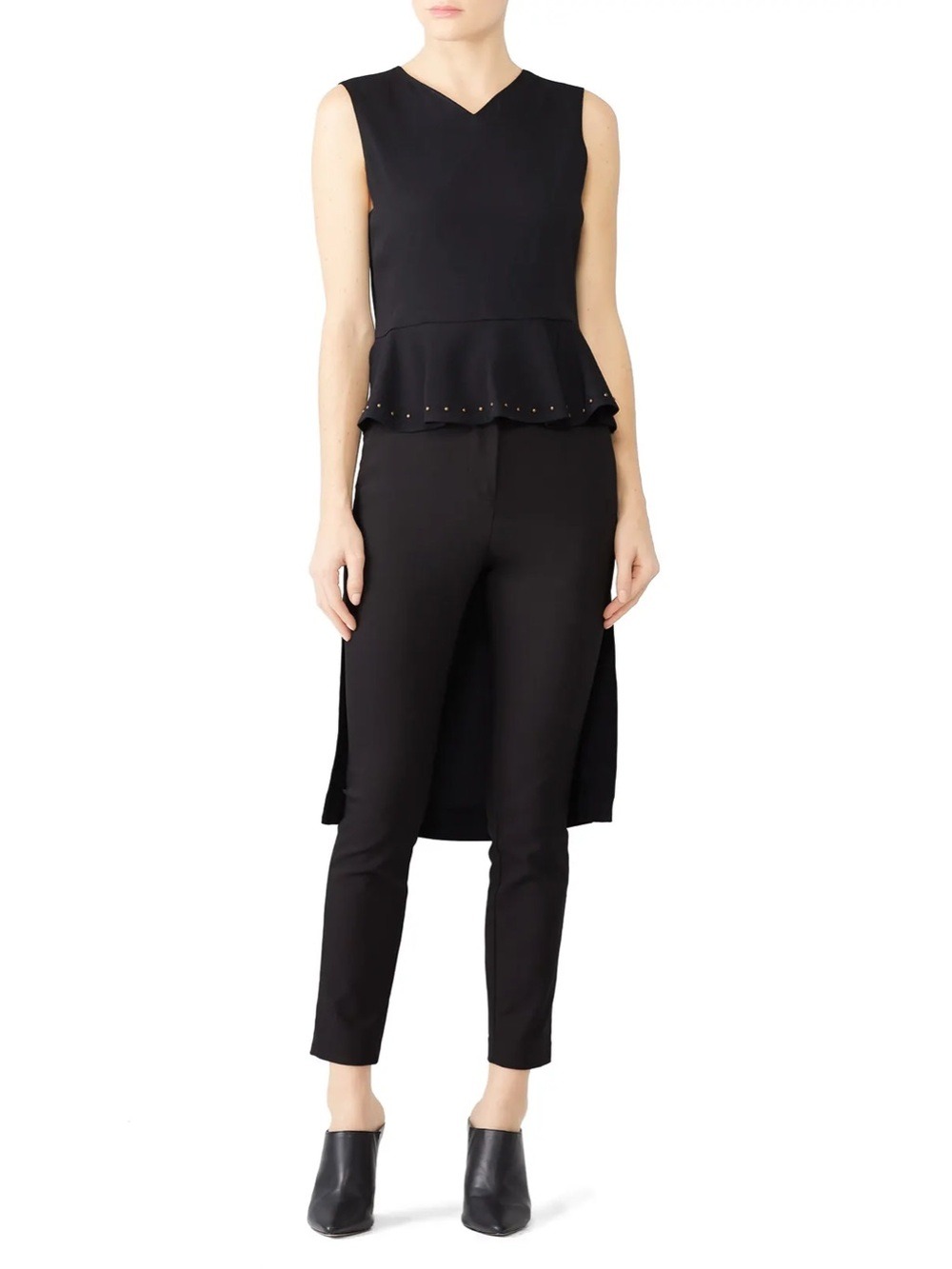 See By Chloe High Low Peplum Top Black Size 40 Large Nwt